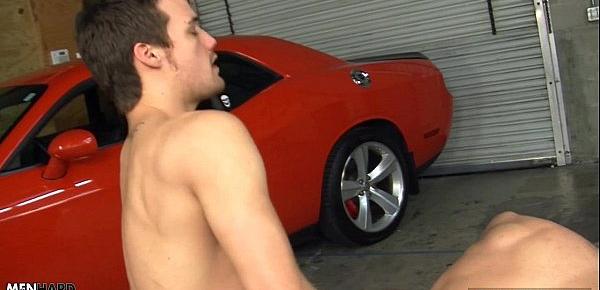  Sexy gay mechanic gets fucked in the garage